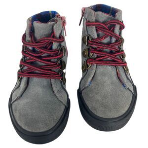 Suede Combat Boots Toddler Size 5 Gray Zipper/Lace-Up Ankle Shoes Cat & Jack